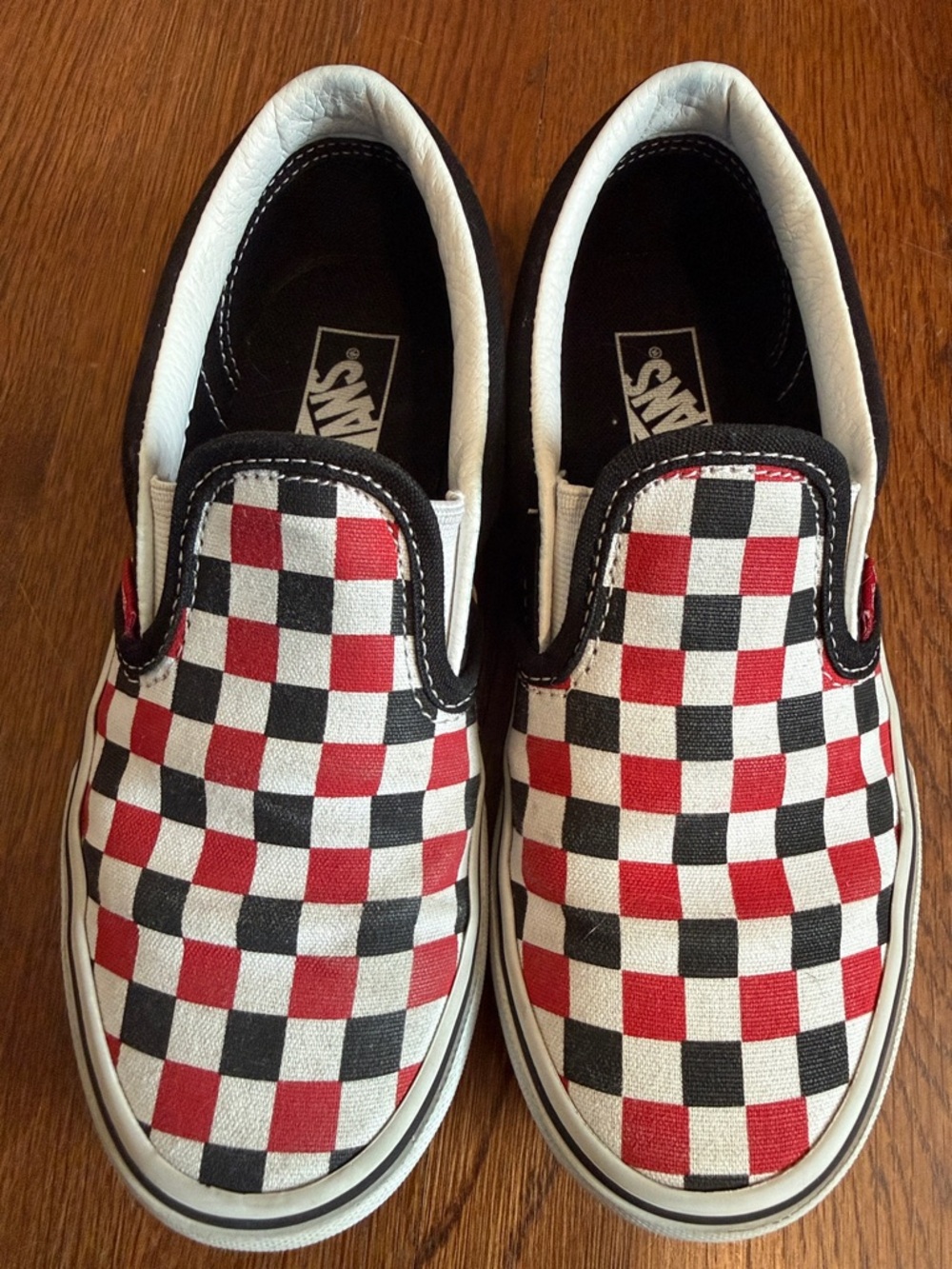 Vans Kids Slip-On Sneakers Red Black White Checkerboard